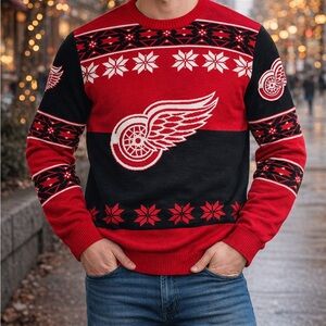 NHL Detroit Red Wings Sweater with Snowflake Design 2XL